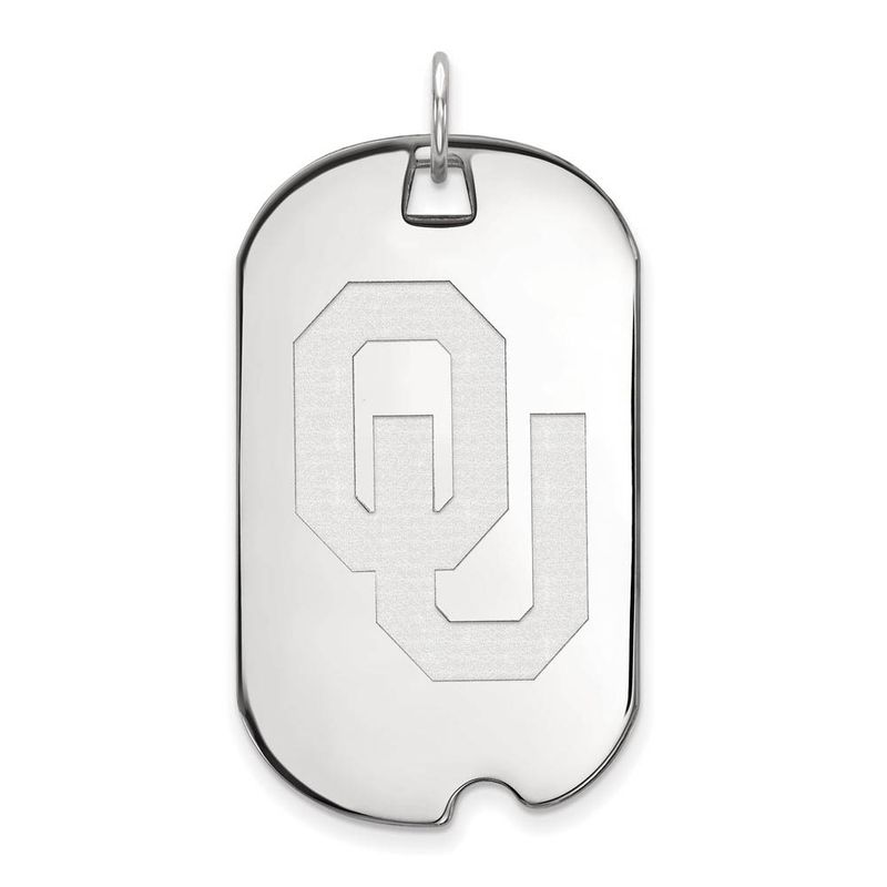 Sterling Silver U. Of Oklahoma Large 'Ou' Dog Tag Pendant